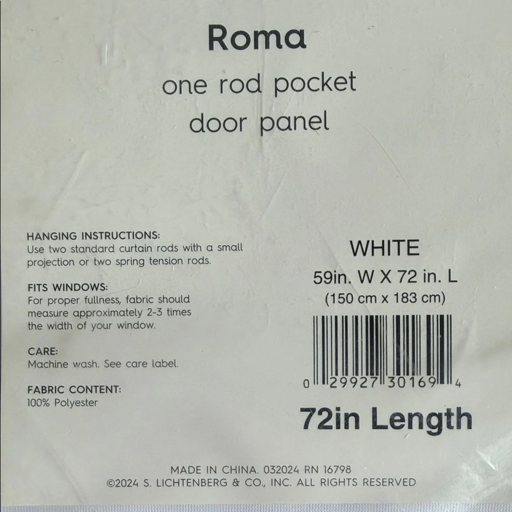 Roma Sheer Door Panel - White